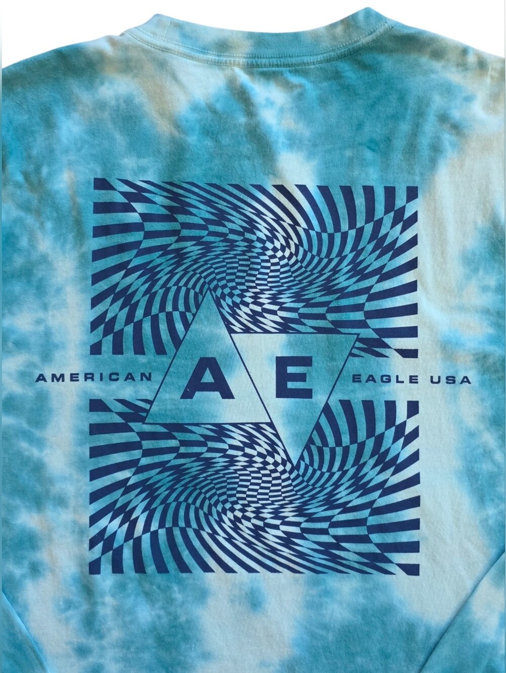 American Eagle Medium Blue Tourquoise Tie Dye Tee Shirt NWT - Picture 5 of 9